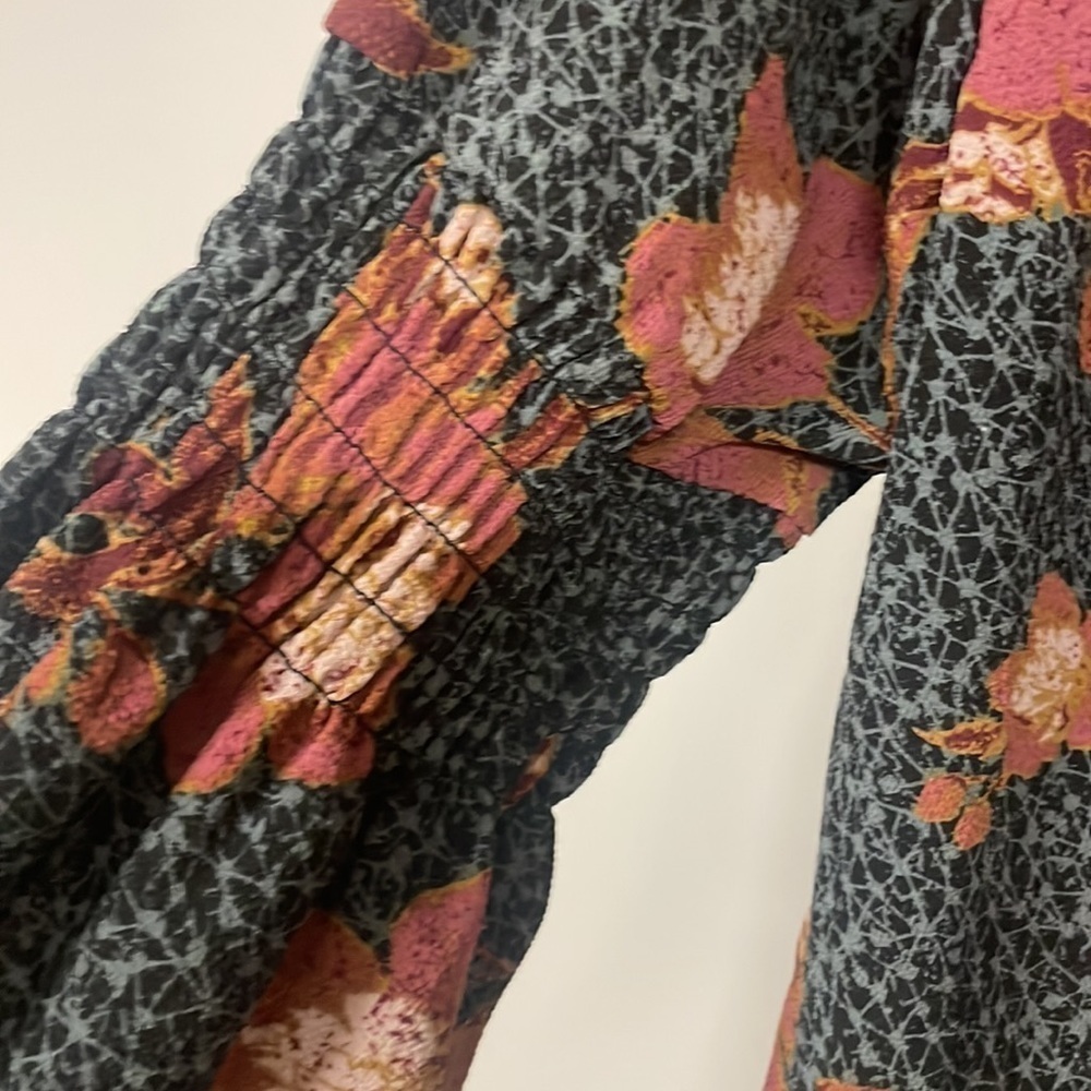 Knox Rose Blouse Long Sleeve Women Floral Top Black/Gray Boho Shirt Casual, M - Picture 4 of 10